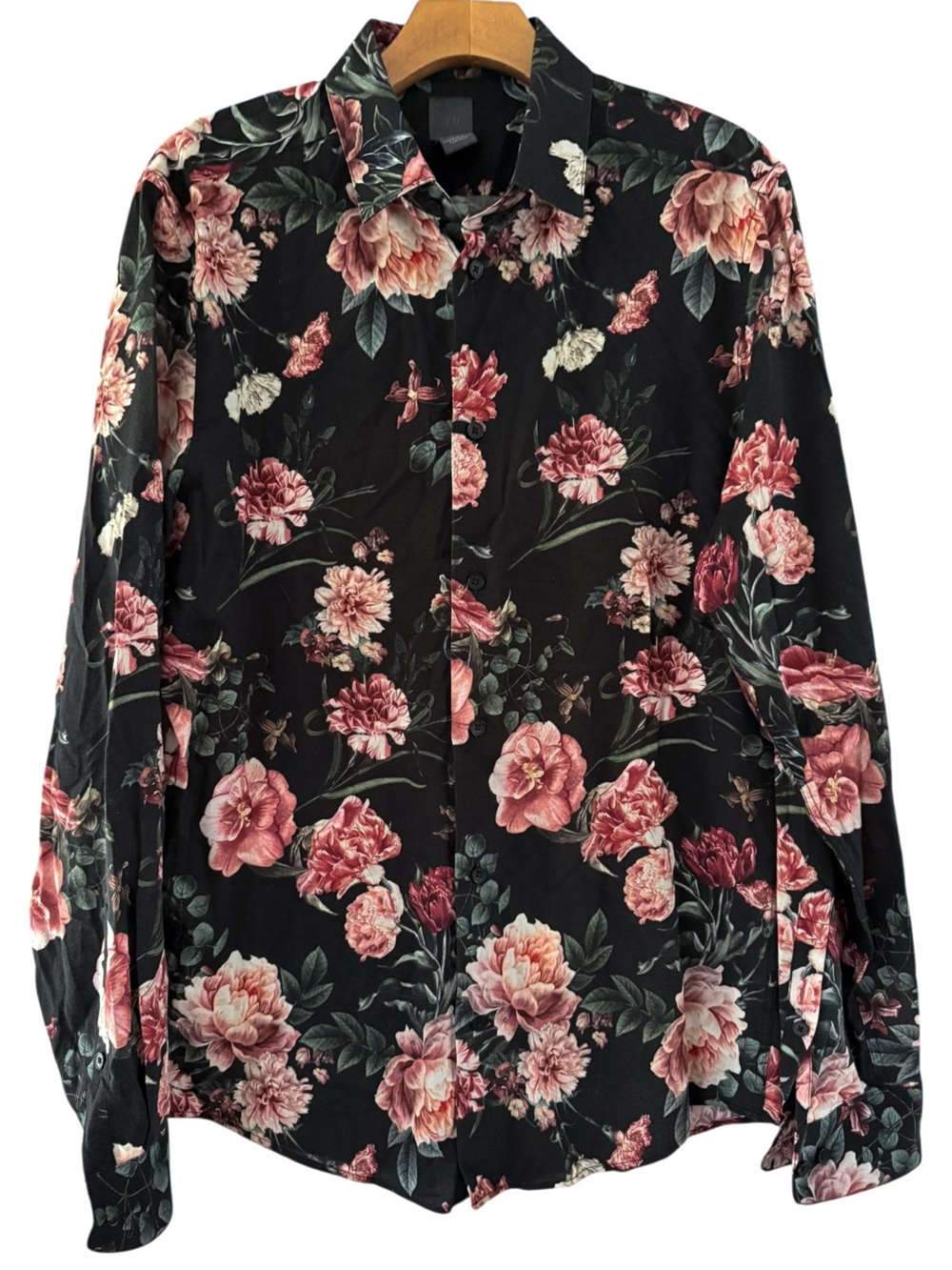 H&M Men’s Floral Long Sleeve Button Down Shirt Medium
